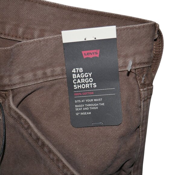 Levi's 478 Baggy Jean Shorts Mens Cargo Jorts Brown Sizes 31 34 42 NWT - Picture 6 of 16